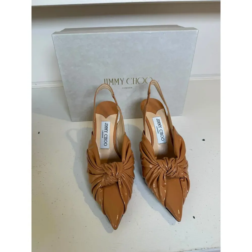 NWB Jimmy Choo Annabell 85 Leather Pumps Caramel Womens Size 40.5